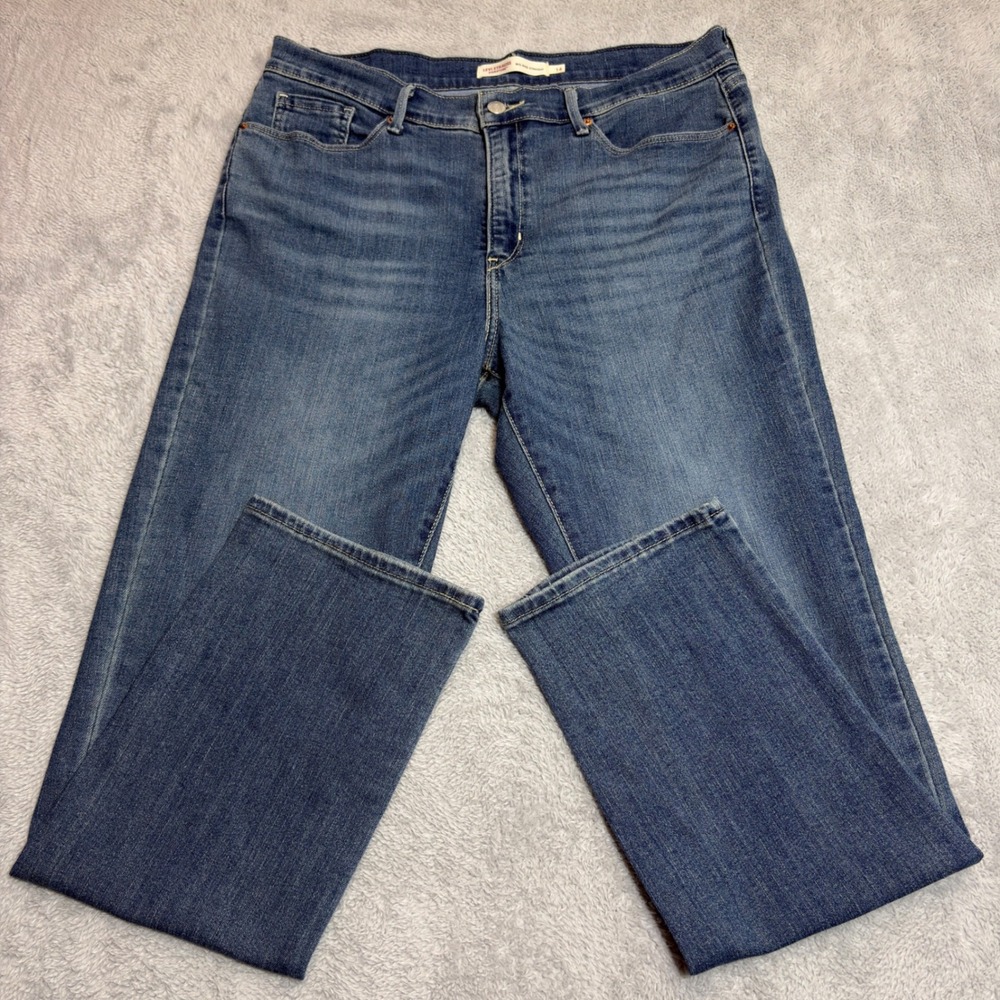 Levi Strauss Signature Mid Rise Straight Jeans Women's 14M Blue W32 L30 Denim